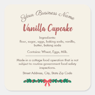 Étiquette d'ingrédients de Cupcake à la Vanille de