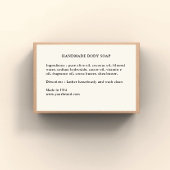 Étiquette d'ingrédients de savon faits main