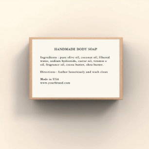 Étiquette d'ingrédients de savon faits main