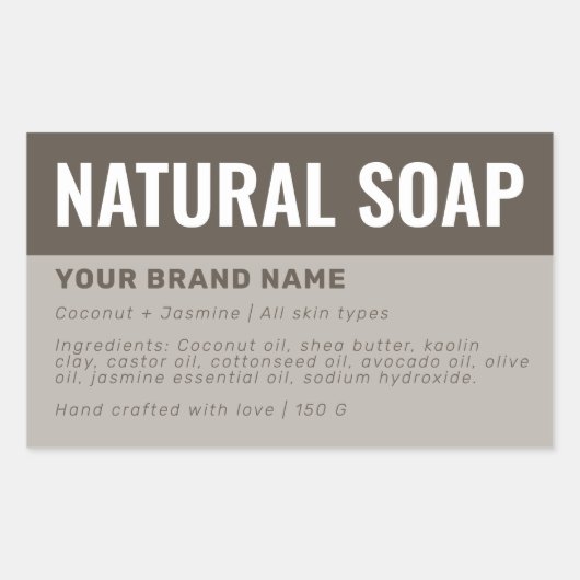 Étiquette d'ingrédients d'emballage de savon perso (Devant)