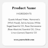 Étiquette d'ingrédients du produit (Devant)