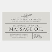 Étiquette d'ingrédients du produit d'huile de mass (Devant)