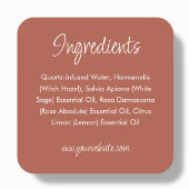 Étiquette d'ingrédients du produit | Terracotta or
