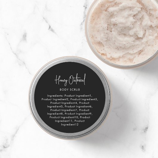 Étiquette d'ingrédients minimaliste avec script de