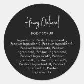 Étiquette d'ingrédients minimaliste Script de coul (Devant)