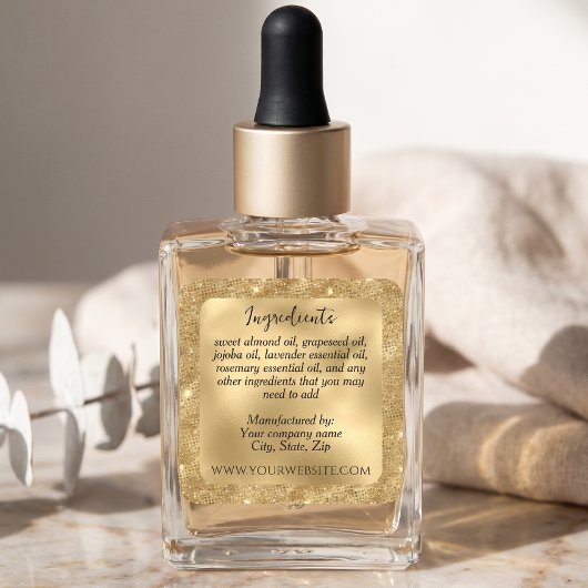 Étiquette d'ingrédients Paillettes Or Luxe