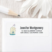 Étiquette Dino Jaune mignon avec des étoiles joyeuses (En situation)