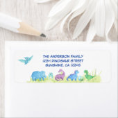 Étiquette Dinosaur Cute Party Return Address Label (En situation)