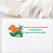 Étiquette Dinosaur fête d'anniversaire | Tricératops d'Orang (En situation)