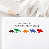 Étiquette Dinosaur Parade, Bright Colors Custom Address (En situation)