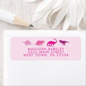 Étiquette Dinosaur rose Cute Kid's Dino Adresse de retour La (En situation)