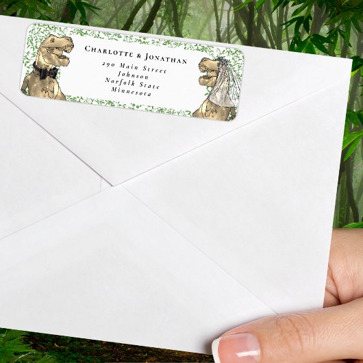 Étiquette Dinosaur Themed Wedding Return Address