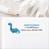 Étiquette Dinosaure Bleu Cute fête d'anniversaire (En situation)