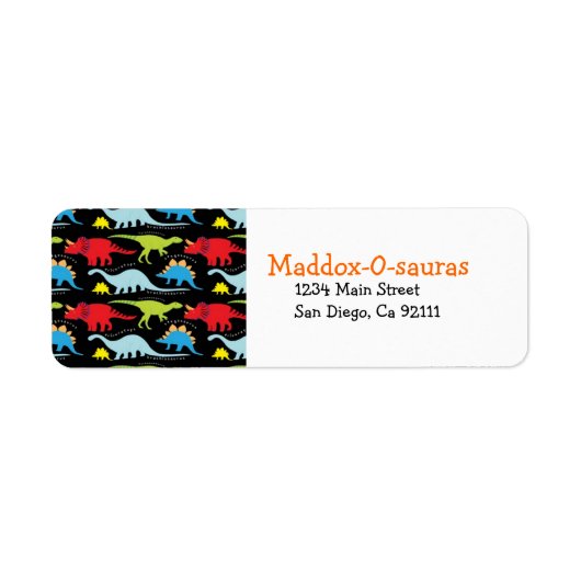Étiquette Dinosaure moderne brillant Retourner l'adresse Éti (Devant)