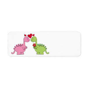 Étiquette Dinosaures animated mignons de Saint-Valentin