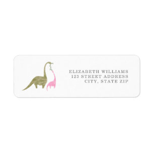 Étiquette Dinosaures Baby shower rose Adresse de retour Étiq