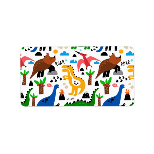 Étiquette Dinosaures motif transparent (Devant)