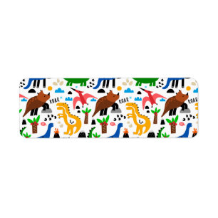 Étiquette Dinosaures motif transparent