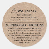 Étiquette d'instruction d'avertissement de bougie (Devant)