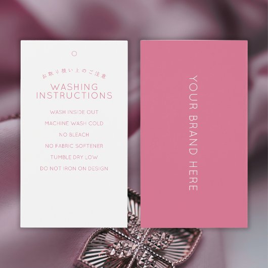 Étiquette d'instructions de lavage rose simple