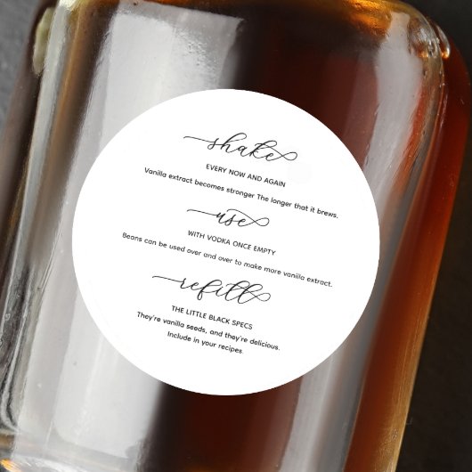 Étiquette d'instructions pour extrait de vanille f