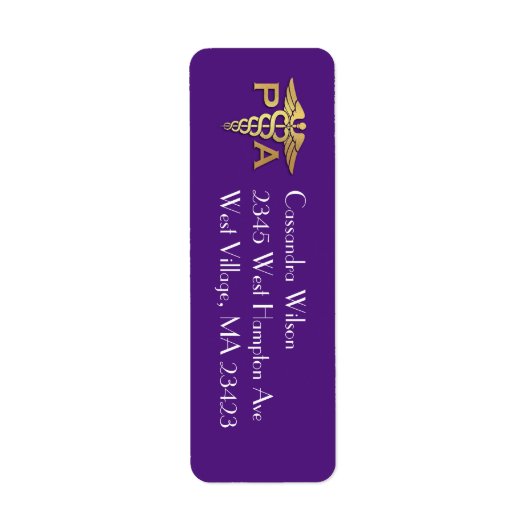 Étiquette Diplômé Assistant de Médecin AM Violet Or (Devant)
