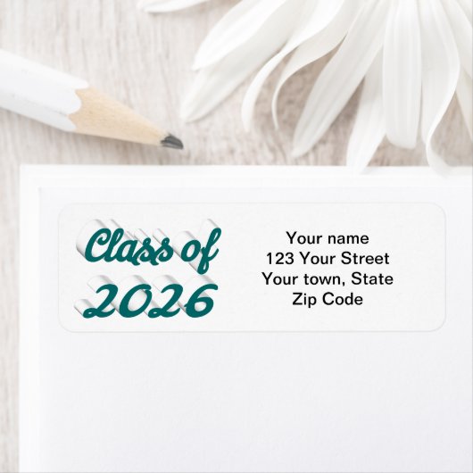 Étiquette Diplômé de la promotion 2026 avec script vert (En situation)