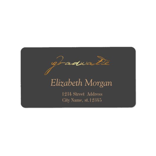 Étiquette Diplômé écriture manuscrite élégante (Devant)