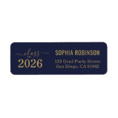 Étiquette Diplôme Moderne 2026 Typographie Script Or Bleu (Devant)