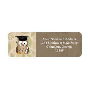 Étiquette Diplômé sage mignon de hibou