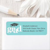 Étiquette Diplôme Turquoise Gras Type Adresse Casquette Gris (En situation)