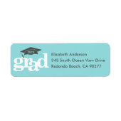 Étiquette Diplôme Turquoise Gras Type Adresse Casquette Gris (Devant)