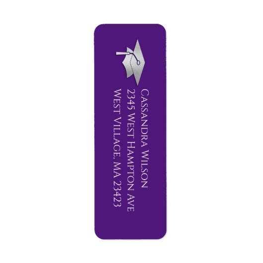 Étiquette Diplômé Violet et Argent (Devant)