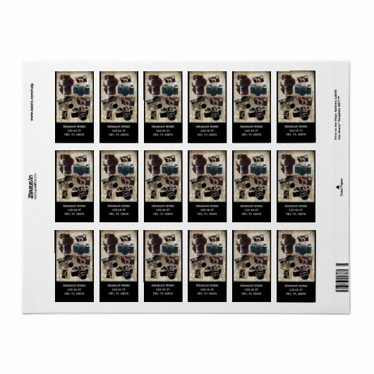 Étiquette distressed photographe retro camera (Feuille entière)