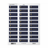 Étiquette Dk Blue | Gold Class of 2026 Graduation Cap Label (Feuille entière)