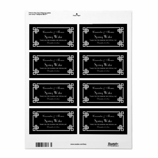 Étiquette do-it-yourself Noir Whirt Clé grecque Cadre H Étiq (Feuille entière)