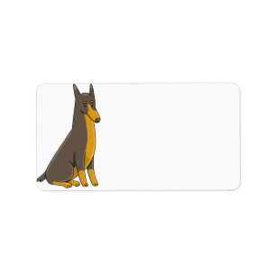 Étiquette Doberman Pinscher Dessin assis