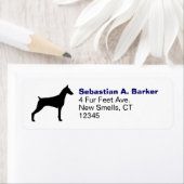 Étiquette Doberman Pinscher Dog Silhouette Adresse de retour (En situation)