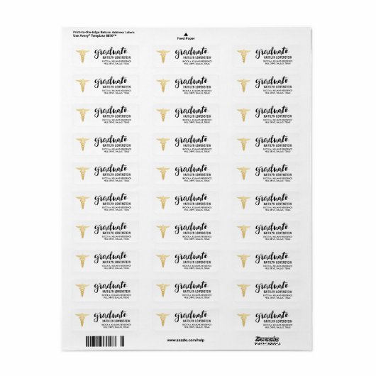 Étiquette Docteur | Infirmière | Script de symbole or de gra (Feuille entière)