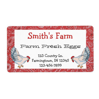 Étiquette D'Oeufs Frais De La Ferme Des Poulets Et