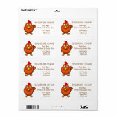 Étiquette d'oeufs Red Hen (Feuille entière)