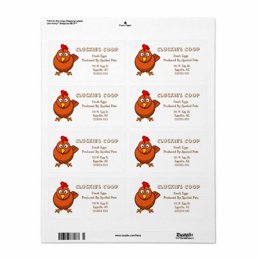 Étiquette d'oeufs Red Hen (Feuille entière)