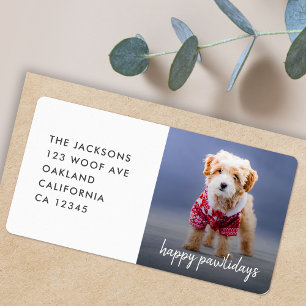 Étiquette Dog Christmas Cute Puppy Happy Pawlidays
