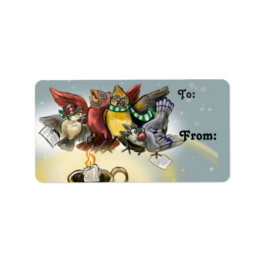 Étiquette d'oiseau de Noël (Devant)