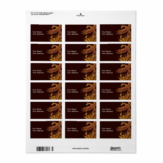 étiquette d'oiseaux phoenix (Feuille entière)