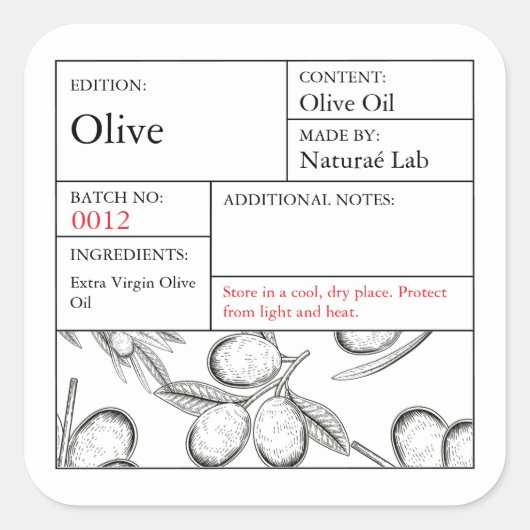 étiquette d'olive de l'Apothicaire Noir & Blanc (Devant)