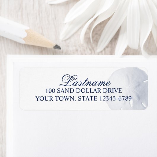 Étiquette Dollar de sable bleu marine (En situation)