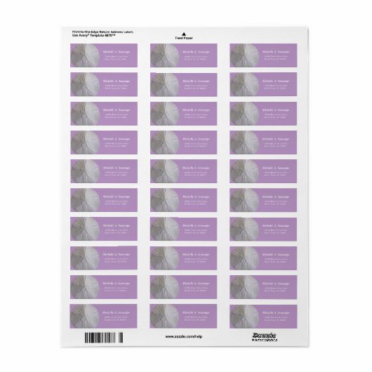 Étiquette Dollar de sable sur violet (Feuille entière)