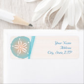 Étiquette Dollars de pêche et de sable bleu (En situation)