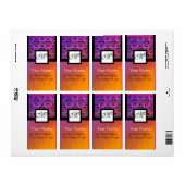 ÉTIQUETTE DOMMAQUES NOIRS VIOLET JAUNE, MONOGRAMME CARRÉ (Feuille entière)